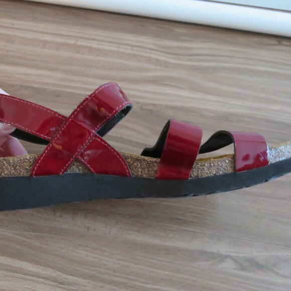 NAOT Kayla Cherry Red Patent Leather Slingback Comfort Sandals - Size US 8 - 8.5 - Picture 12 of 15